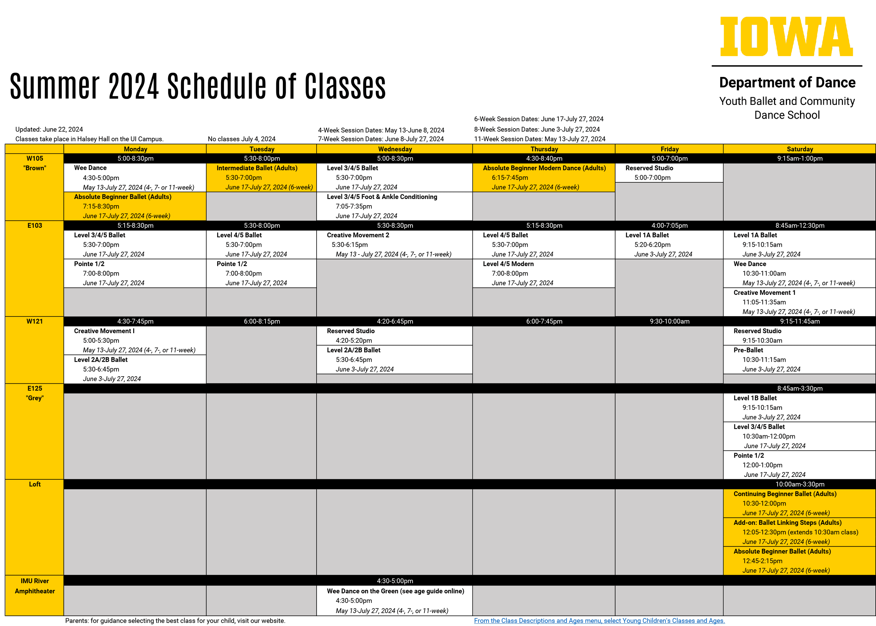 Image of class schedule