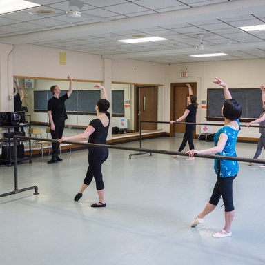 dance instructor with adult students